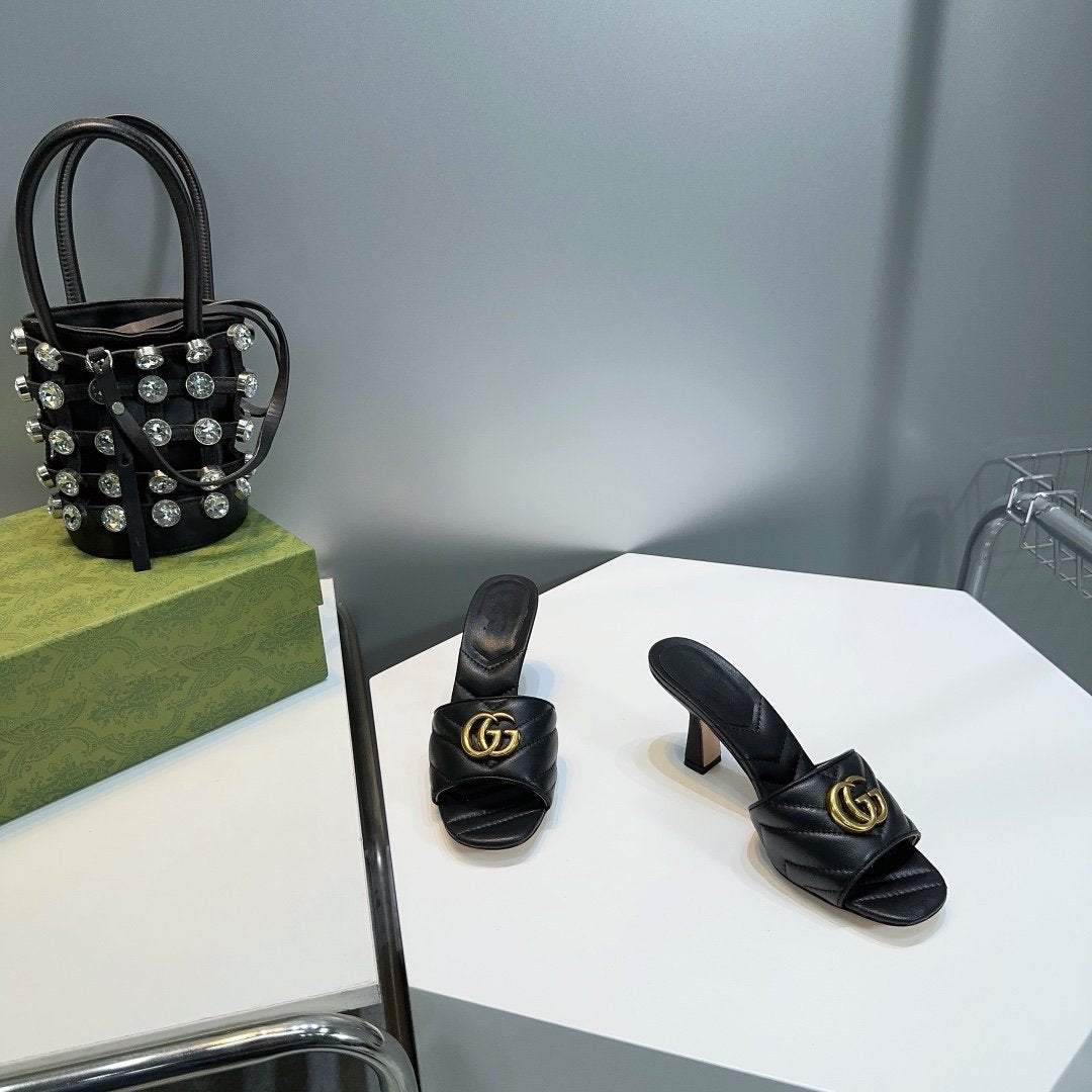 GG SANDALS HIGH-HEELED BLACK