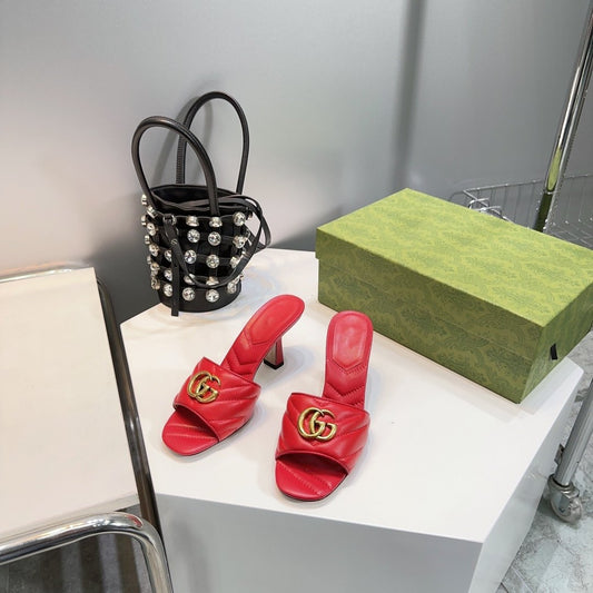 GG SANDALS HIGH-HEELED RED