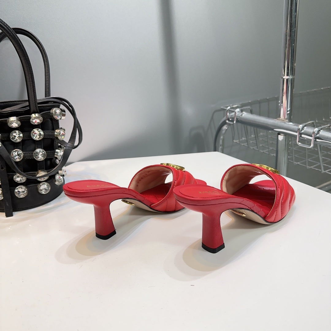 GG SANDALS HIGH-HEELED RED