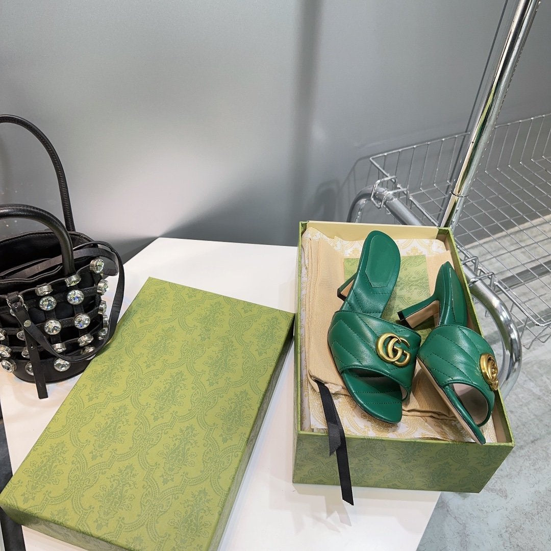 GG SANDALS HIGH-HEELED GREEN