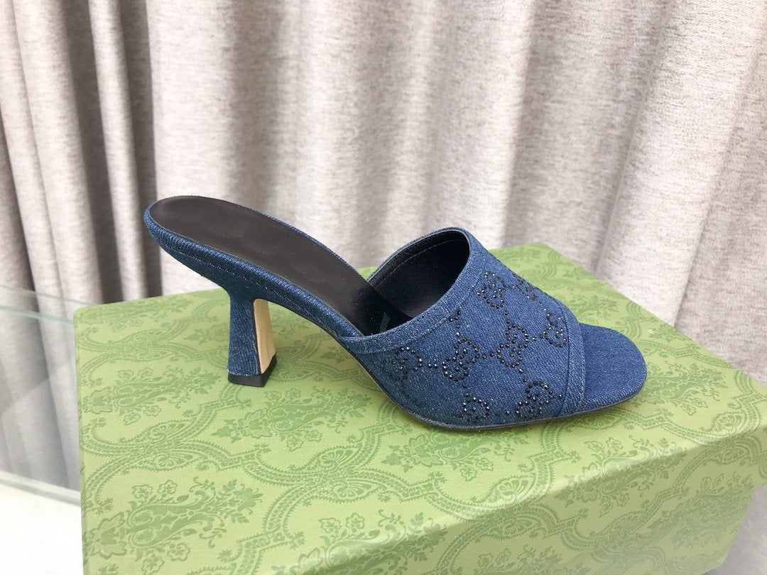 GG HIGH-HEELED SANDALS WITH DOUBLE G EMBELLISHMENTS