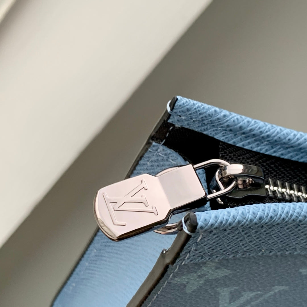 GASTON WEARABLE WALLET 22 IN BLUE MONOGRAM COATED CANVAS