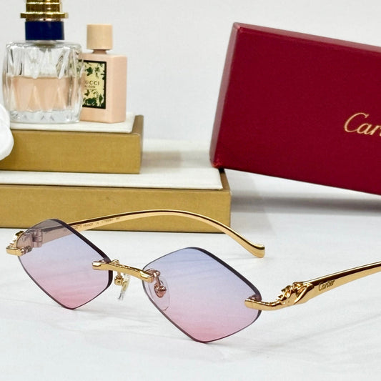 PANTHÈRE RIMLESS RHOMBUS FRAME SUNGLASSES 564102 IN METAL