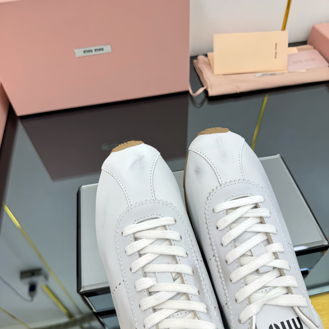 PLUME NAPPA SNEAKERS IN WHITE CALFSKIN