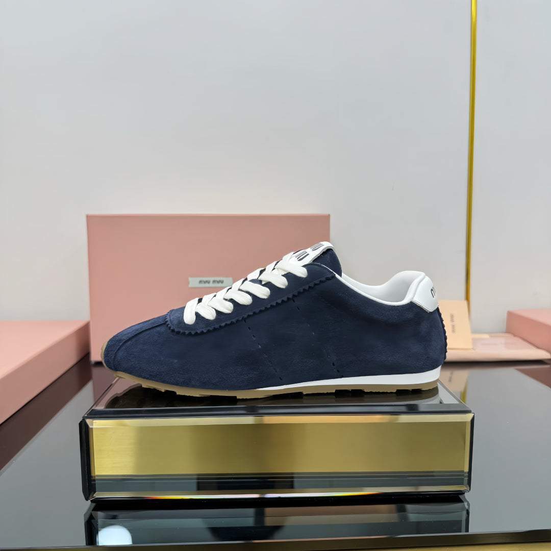 PLUME NAPPA SNEAKERS IN NAVY BLUE SUEDE