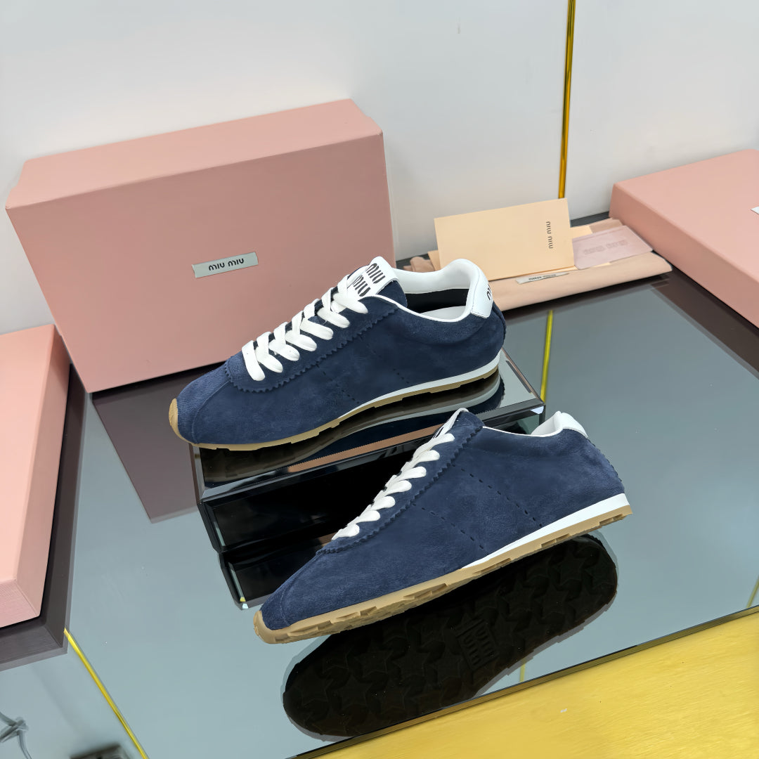 PLUME NAPPA SNEAKERS IN NAVY BLUE SUEDE