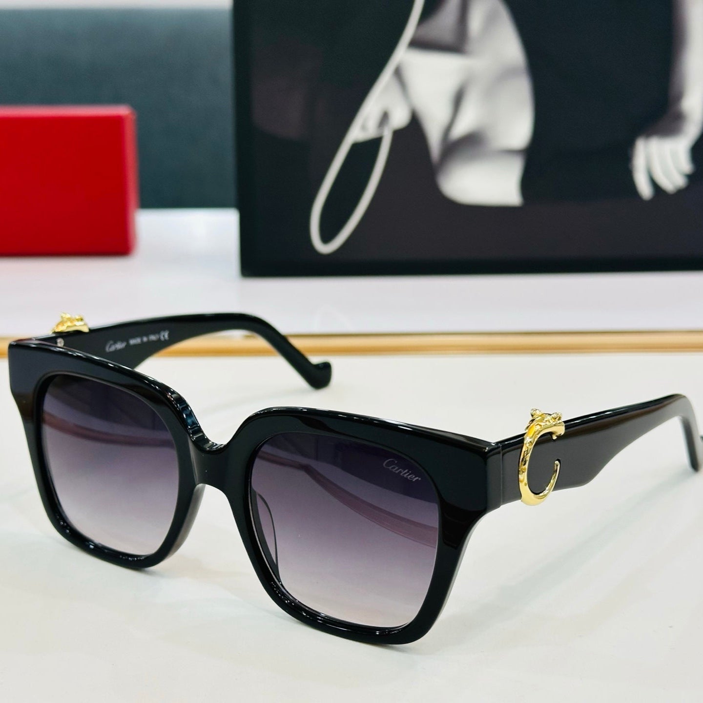 PANTHÈRE SQUARE FRAME SUNGLASSES 575857 IN ACETATE