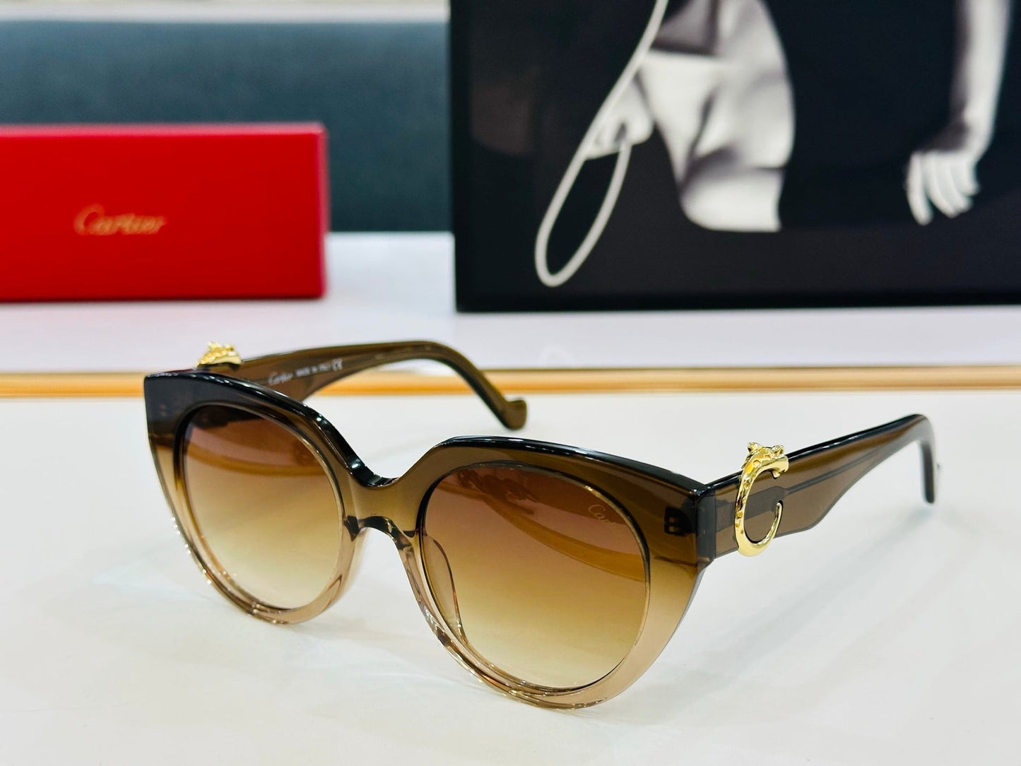 PANTHÈRE ROUND FRAME SUNGLASSES 578201 IN ACETATE