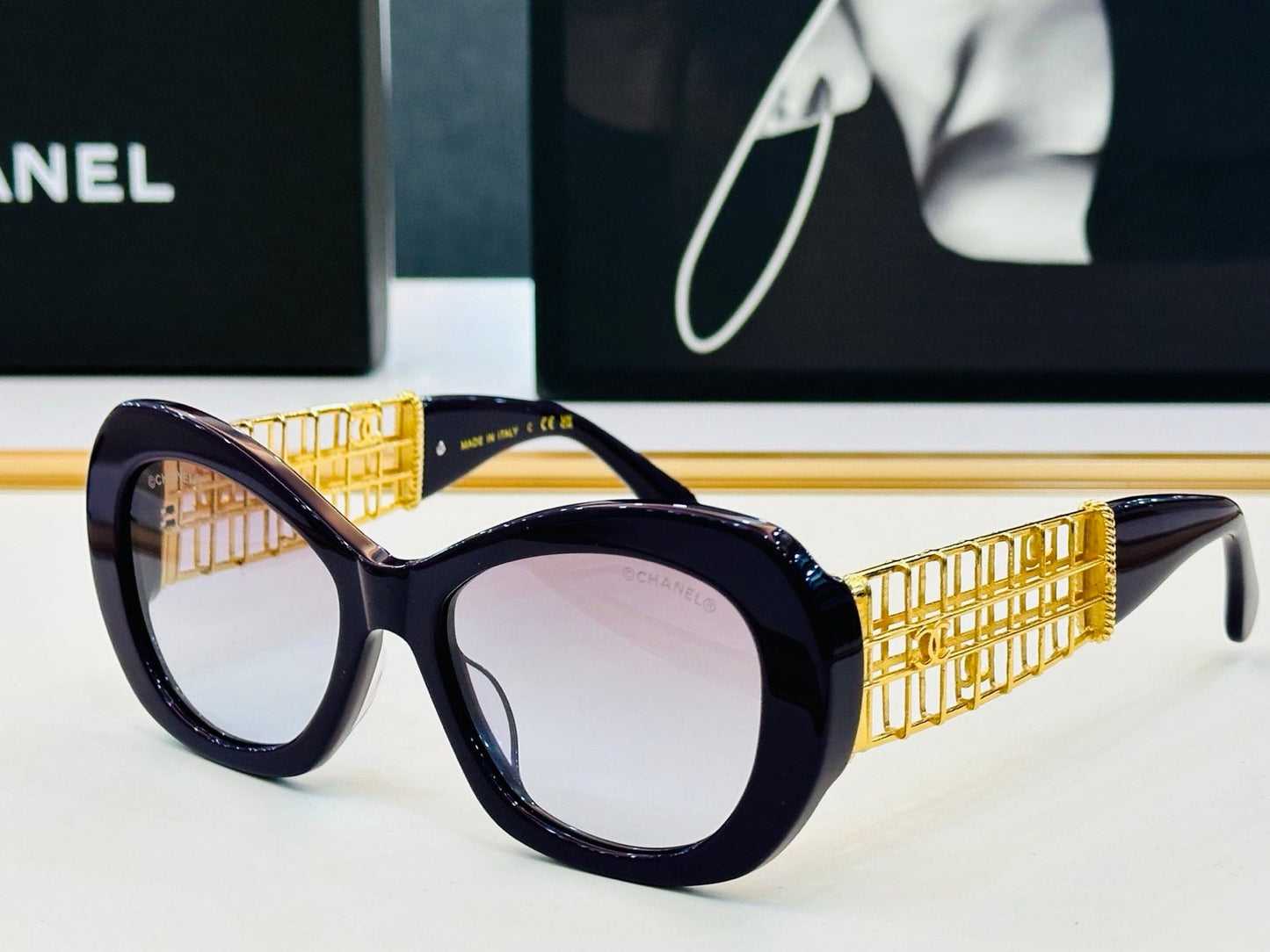 CAT EYE SUNGLASSES CH9170 IN ACETATE GOLD METAL