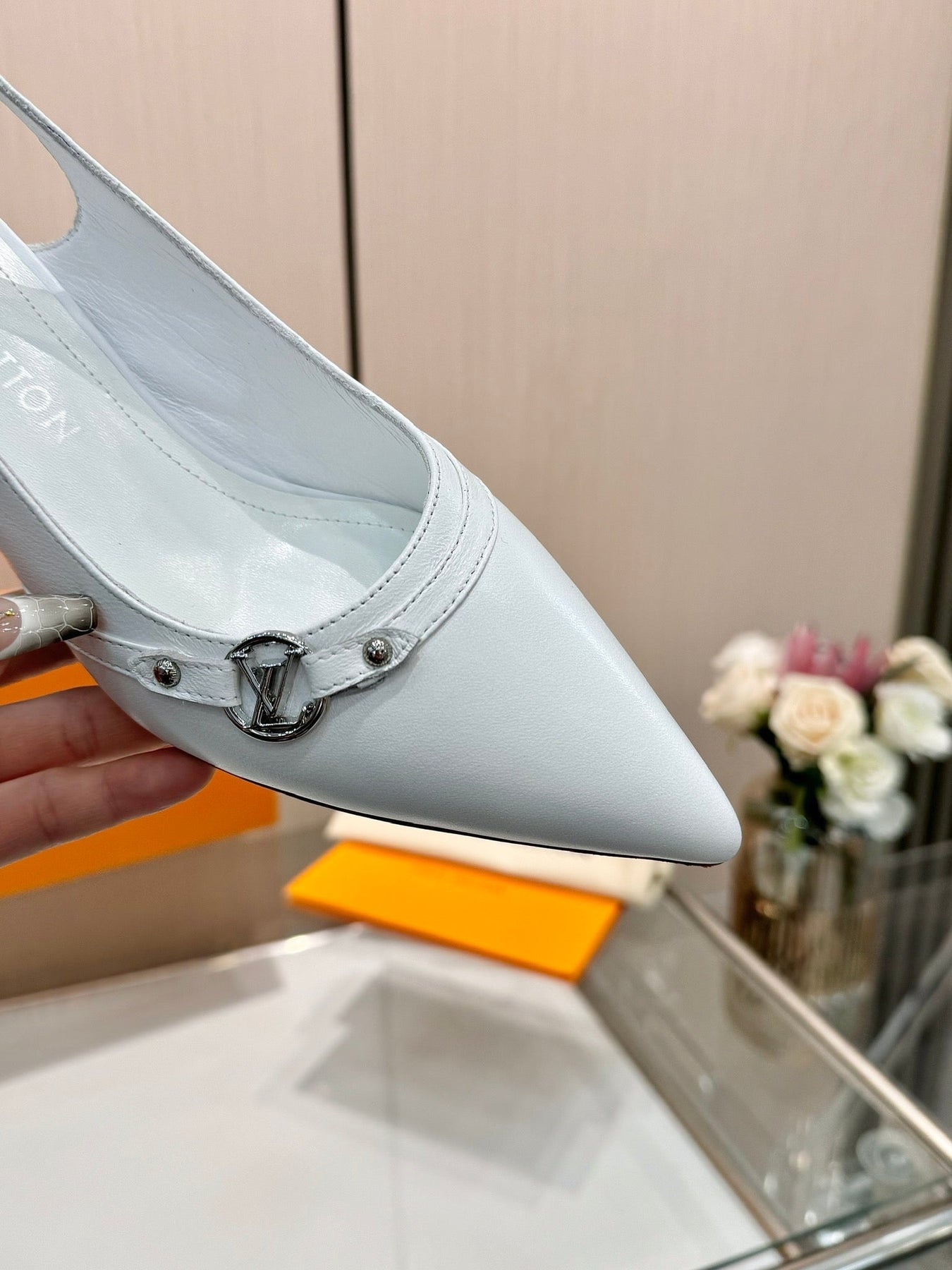 6AM SLINGBACK HIGH HEELS 55 MM IN WHITE LAMBSKIN