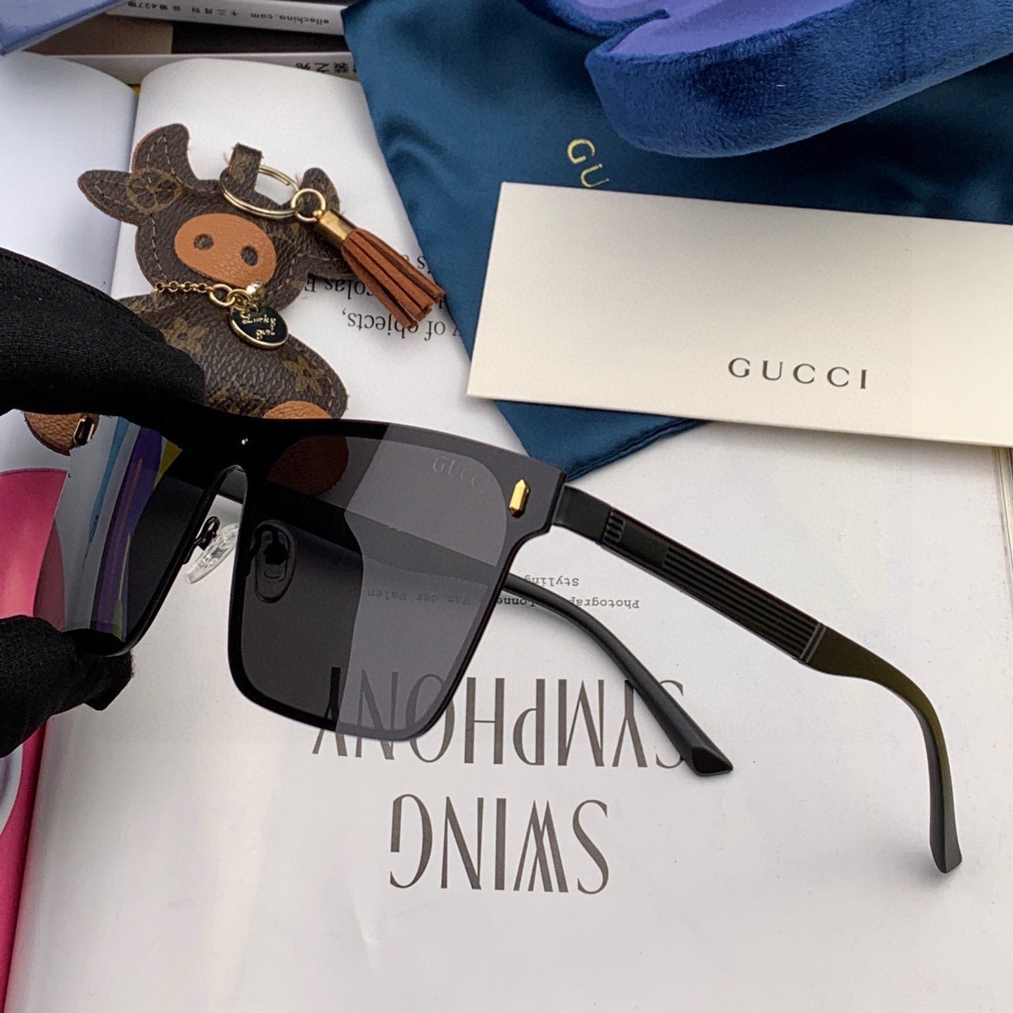 RECTANGULAR FRAME SUNGLASSES G7809 IN METAL