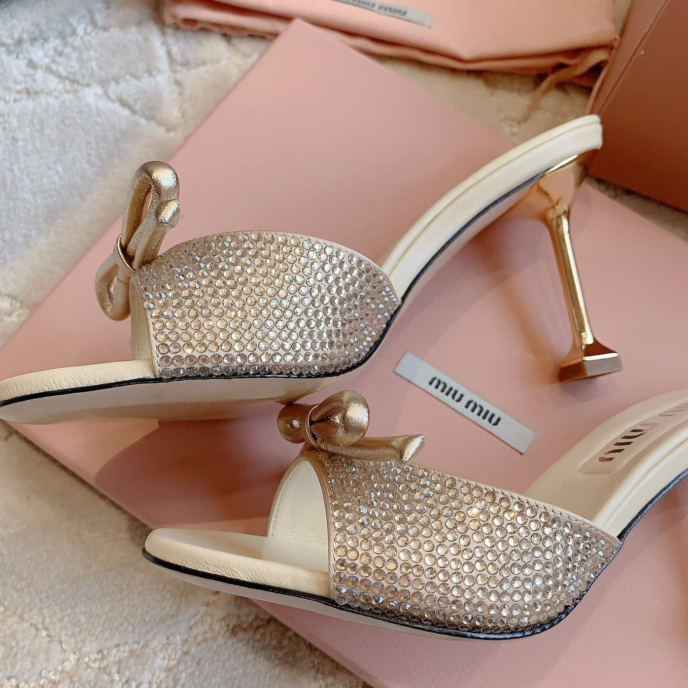 Champagne High - Heels Diamond Sheepskin