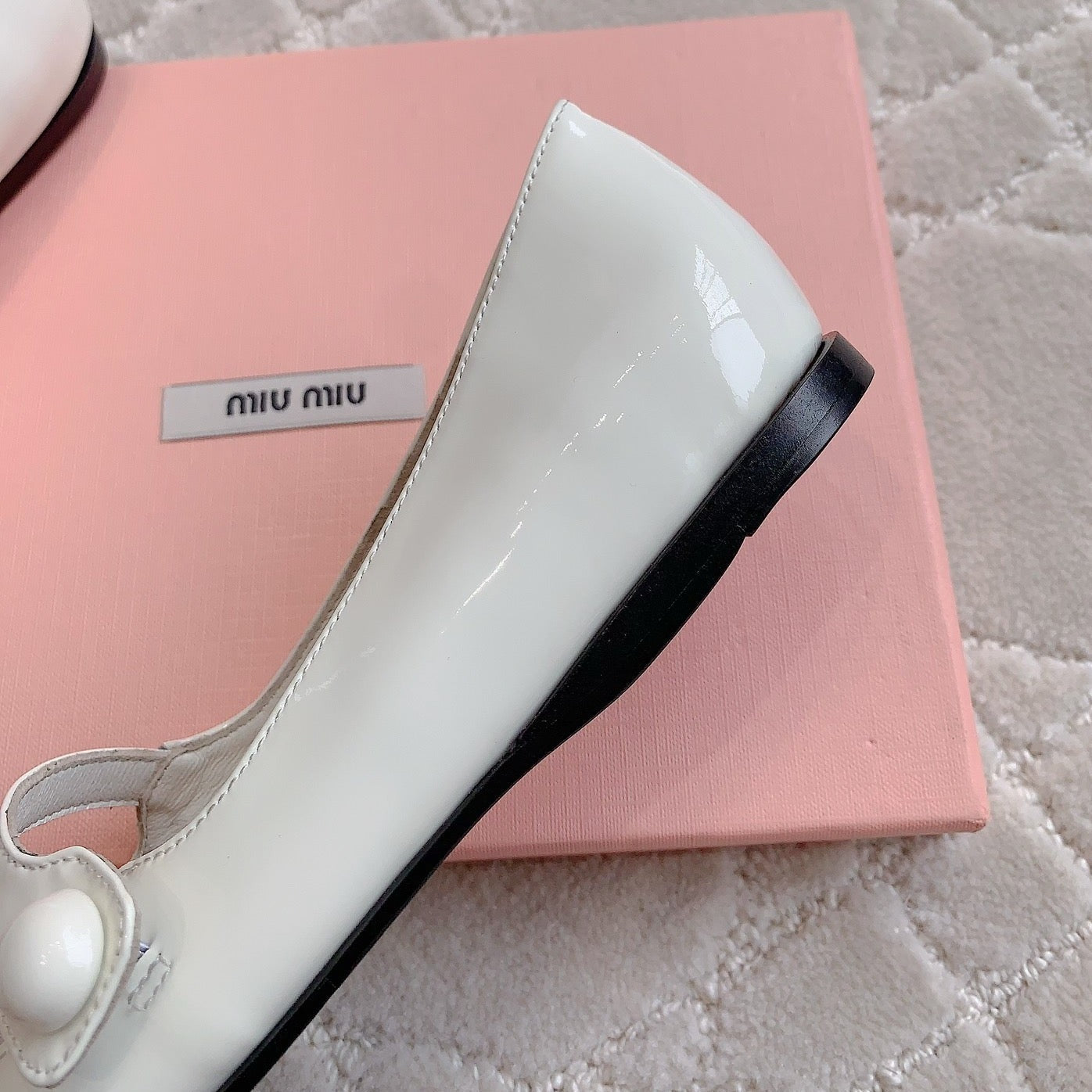 Floral White Ballet Shoes Sheepskin