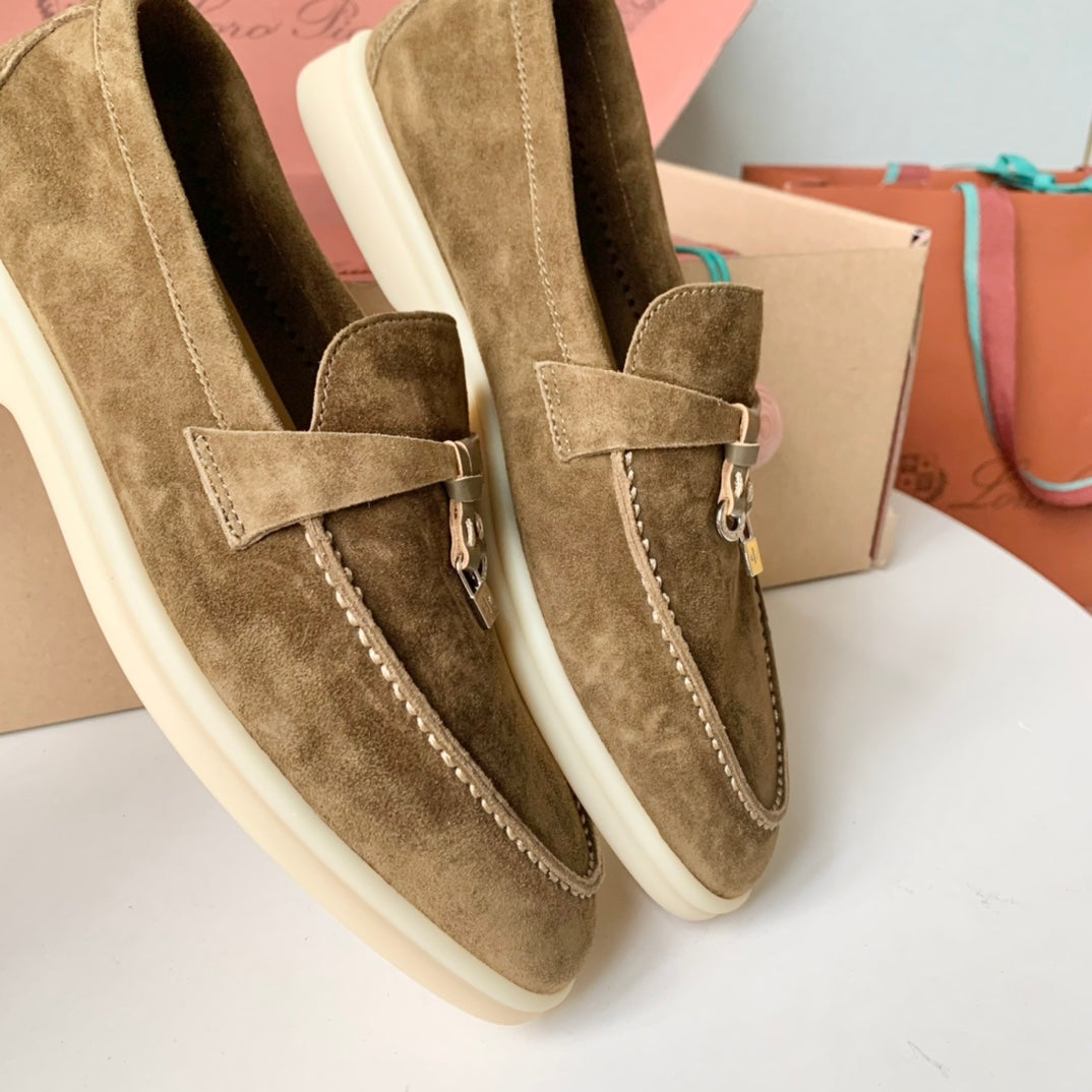 Loro Piana Dark Brown Suede Summer Charms Walk Loafers