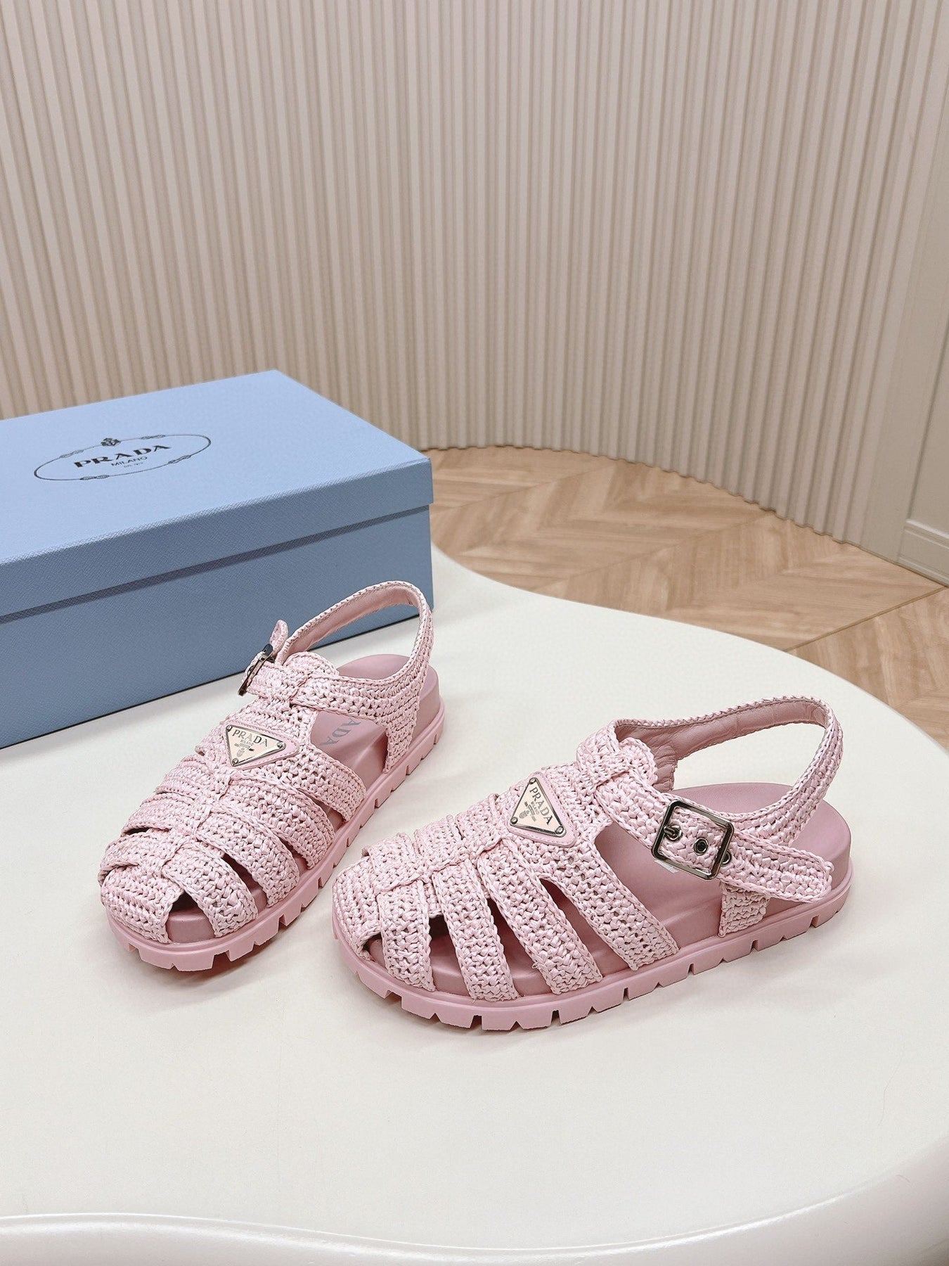PRA RUBBER FISHERMAN SANDALS LIGHT PINK LAMBSKIN