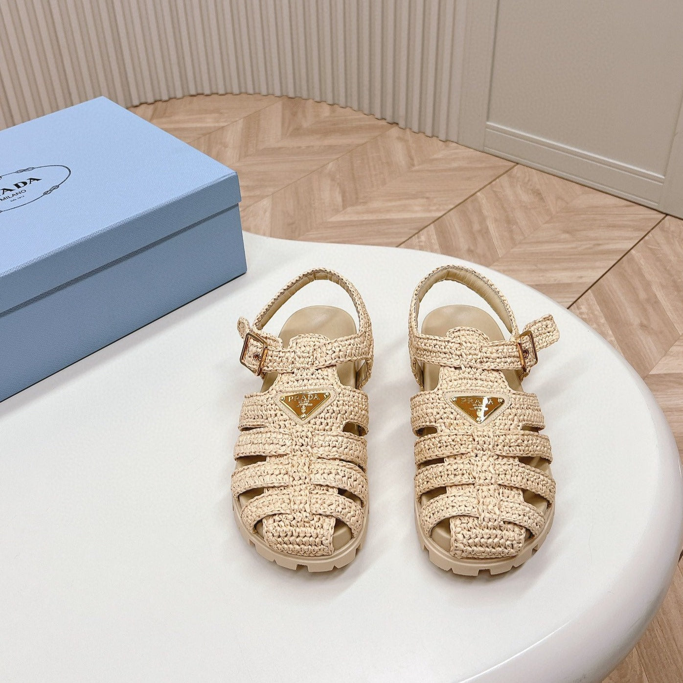 PRA RUBBER FISHERMAN SANDALS BEIGE LAMBSKIN