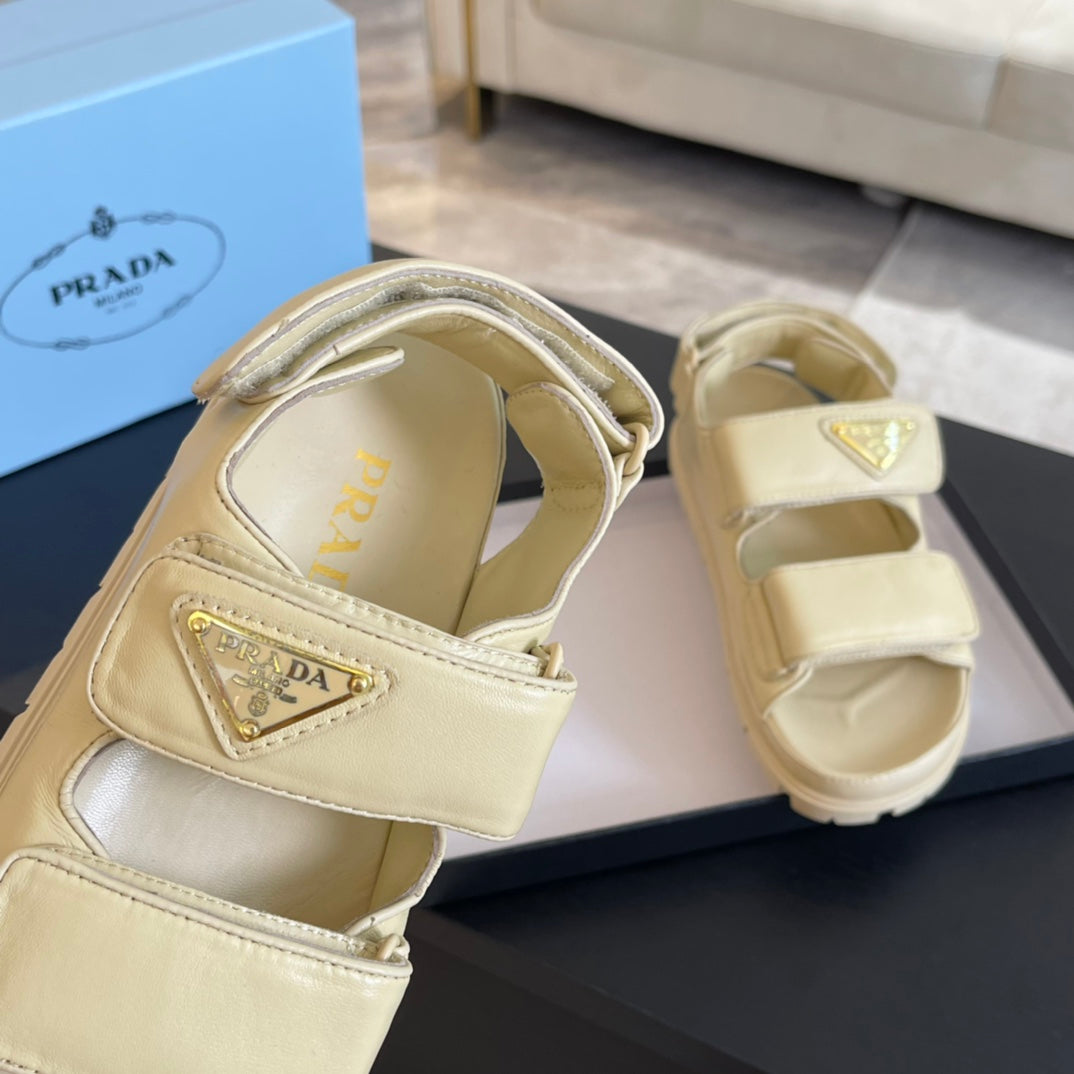 PRA FLAT NAPPA SANDALS BEIGE LAMBSKIN