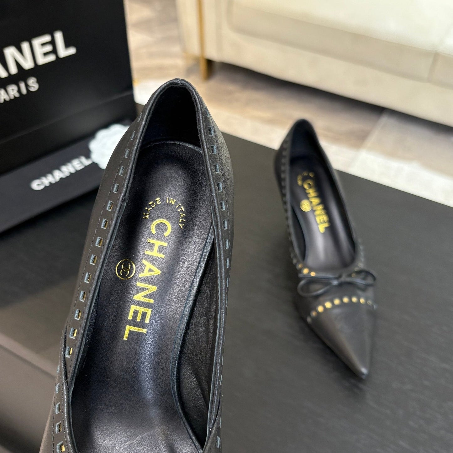 HIGH HEEL PUMP 65 MM IN BLACK LAMBSKIN