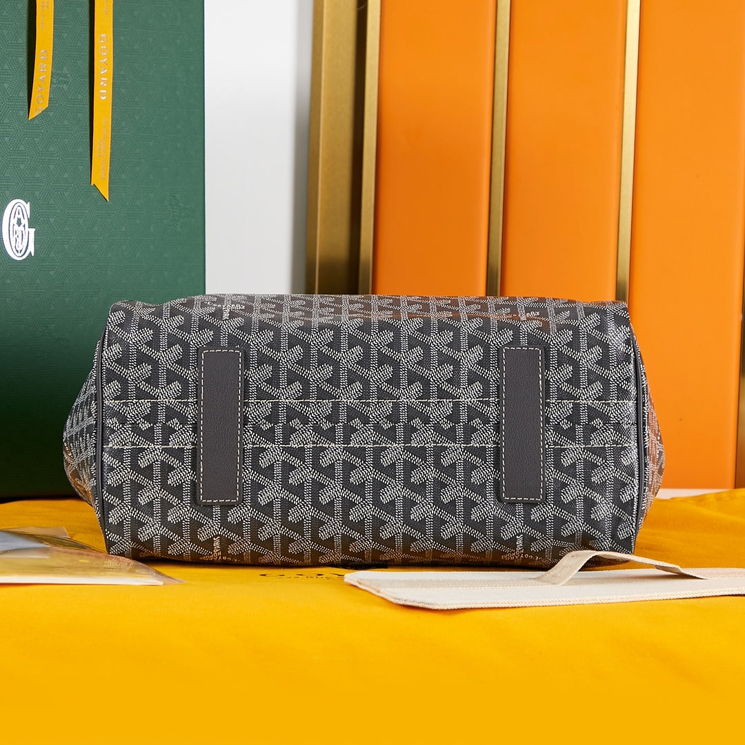 ROUETTE SOUPLE BAG 31 IN BLACK GOYARDINE CANVAS AND CALFSKIN