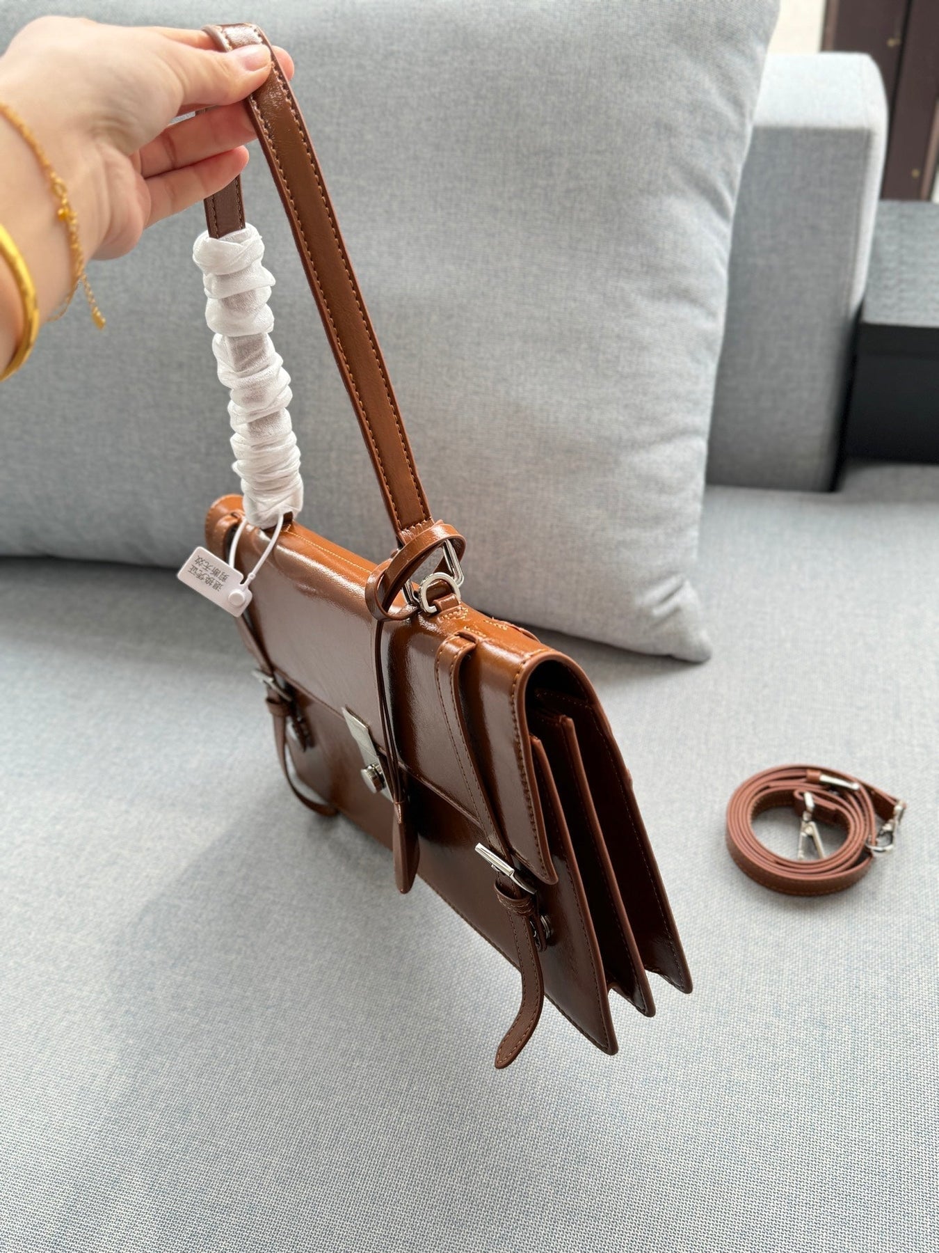 GALLERIA SHOULDER BAG 27 IN BROWN CALFSKIN