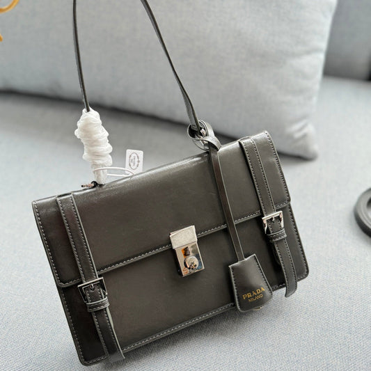 GALLERIA SHOULDER BAG 27 IN CHARCOAL GREY CALFSKIN