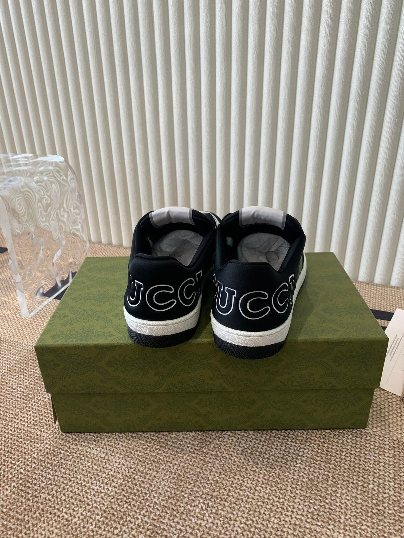 GG SCREENER SNEAKER WITH WEB BLACK CALFSKIN