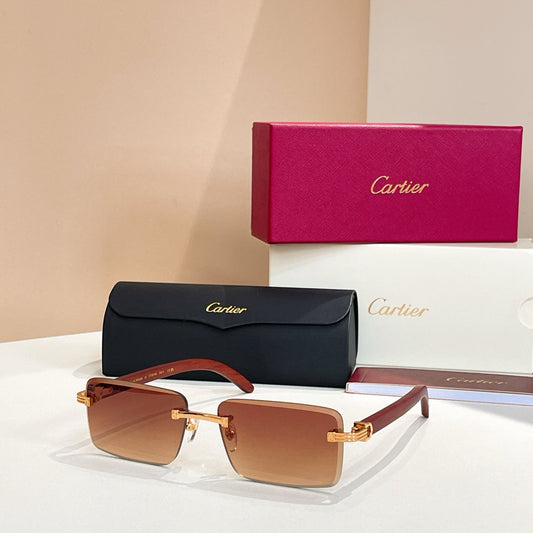 C DE RIMLESS RECTANGULAR FRAME SUNGLASSES CT0619S IN METAL AND WOODEN