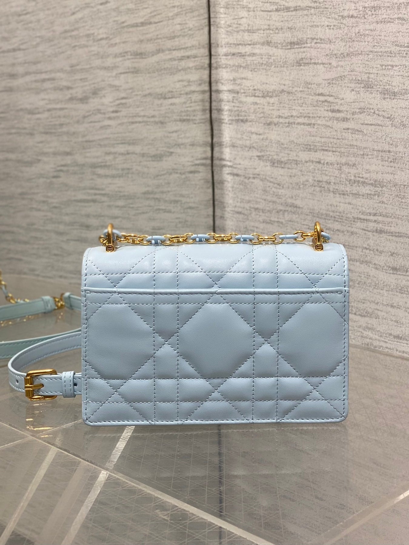 MISS CARO MINI BAG 17 IN BABY BLUE MACROCANNAGE LAMBSKIN