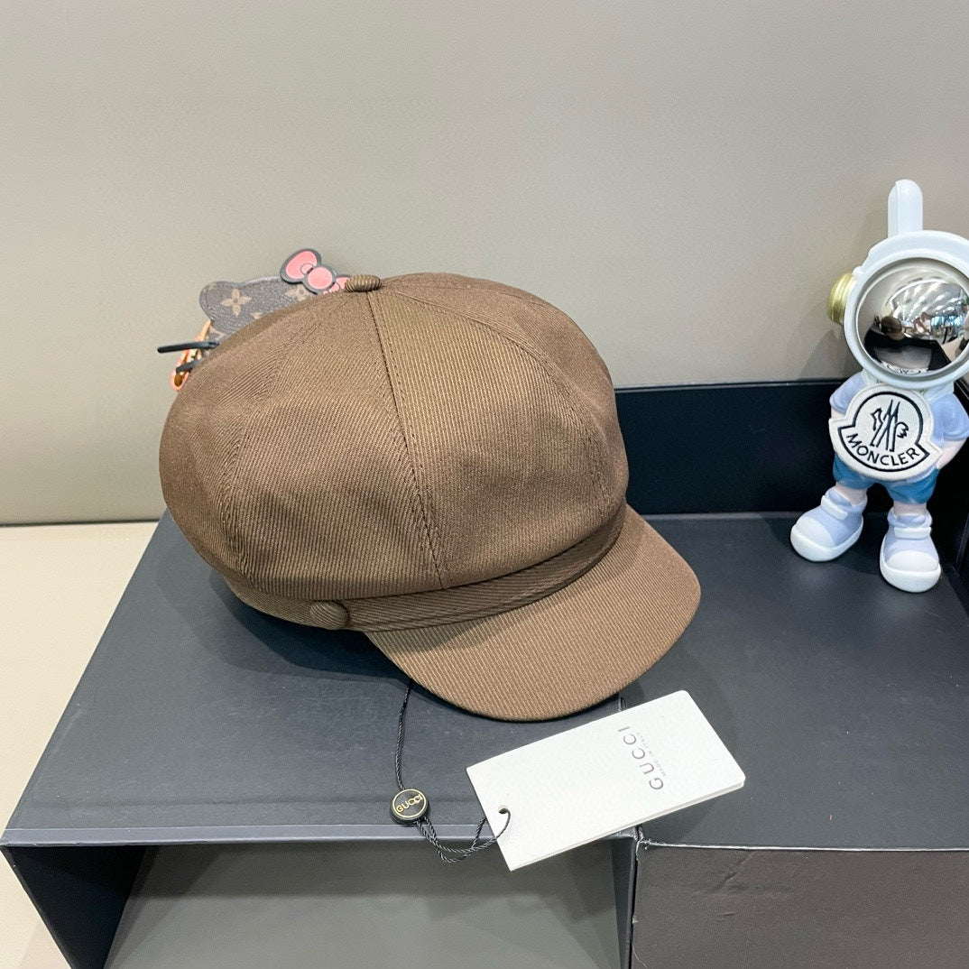 BAKER BOY CAP IN MEDIUM BROWN FABRIC 400795