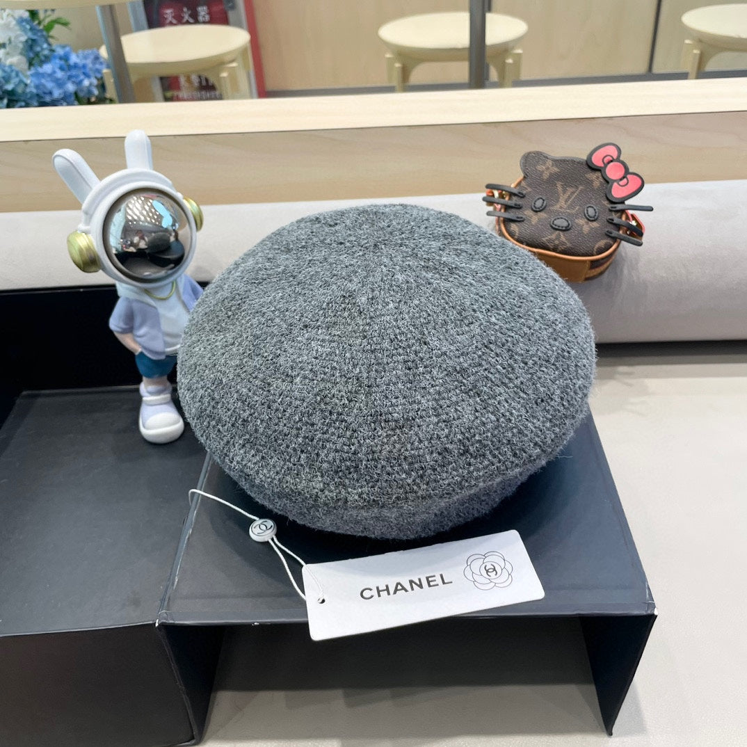 BERET HAT IN RHINO GRAY COTTON AND LINEN 417831