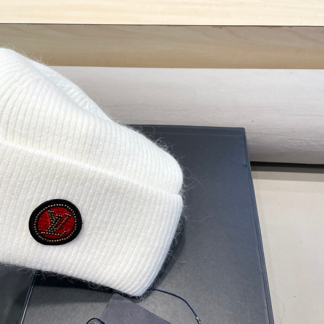 BEANIE HAT IN WHITE WOOL AND RABBIT FUR 433475