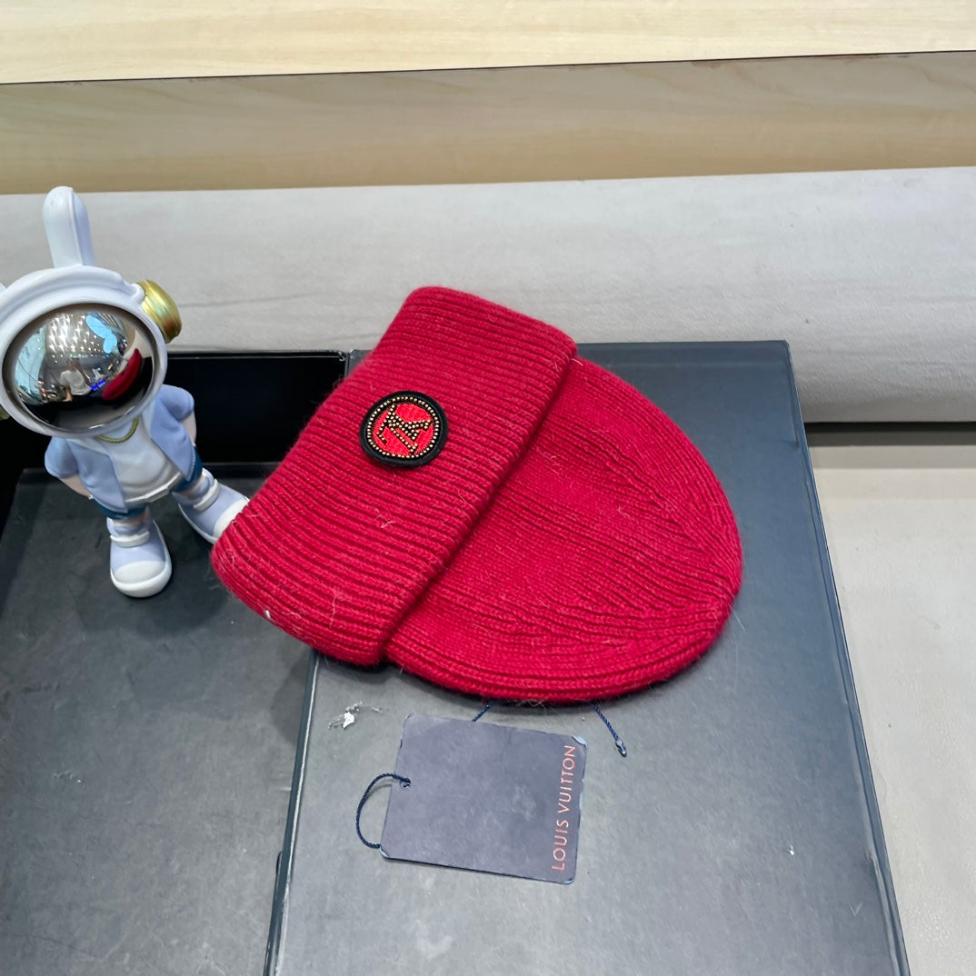BEANIE HAT IN RED WOOL AND RABBIT FUR 433476
