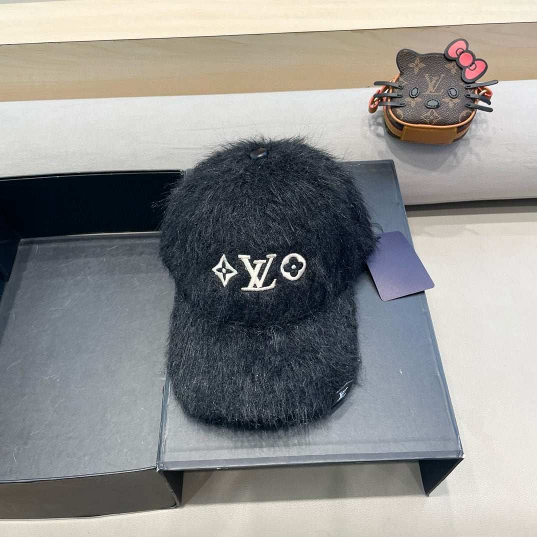 BASEBALL CAP IN BLACK RABBIT FUR 434936