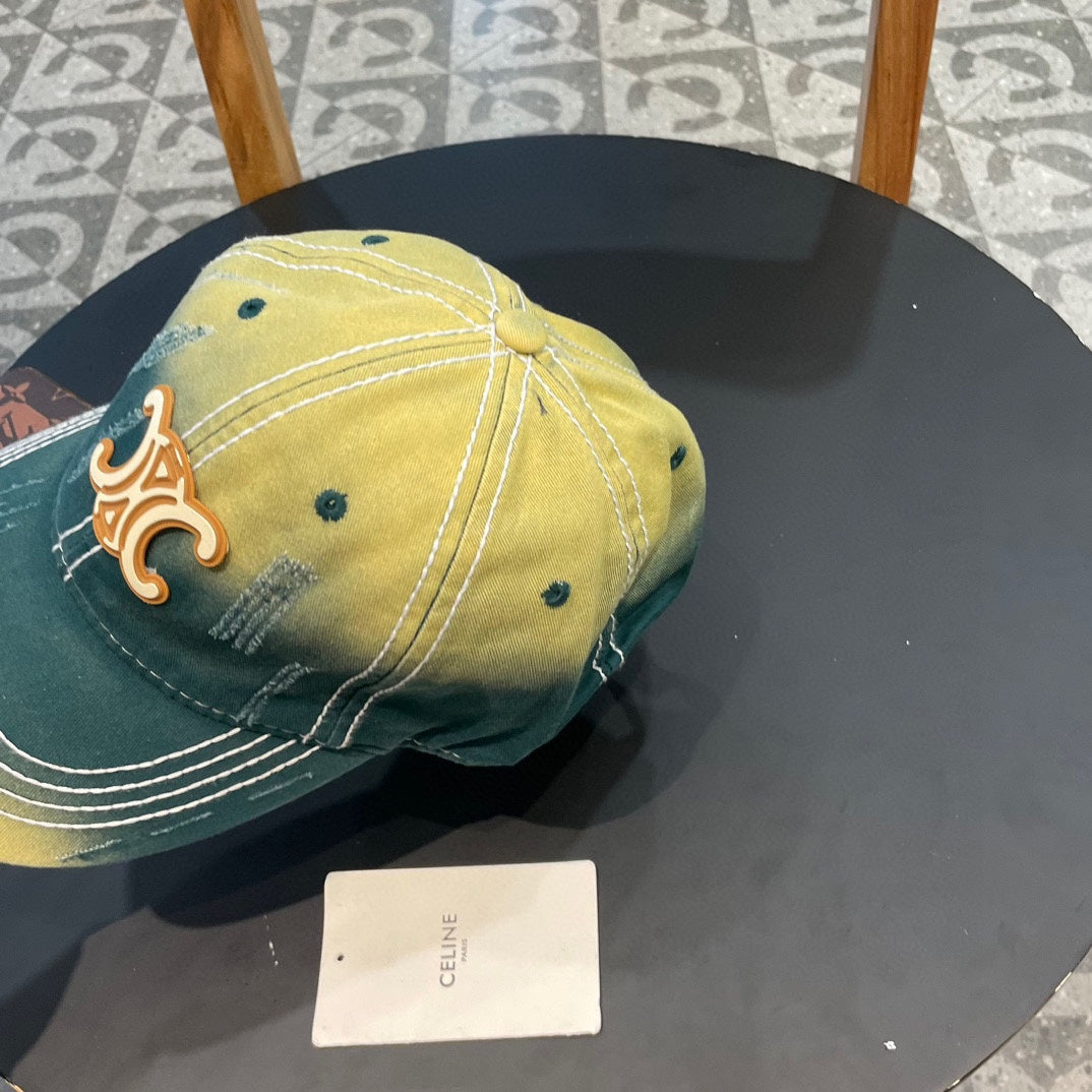 BASEBALL CAP MODEL 650509 IN YELLOW GREEN OMBRE COTTON