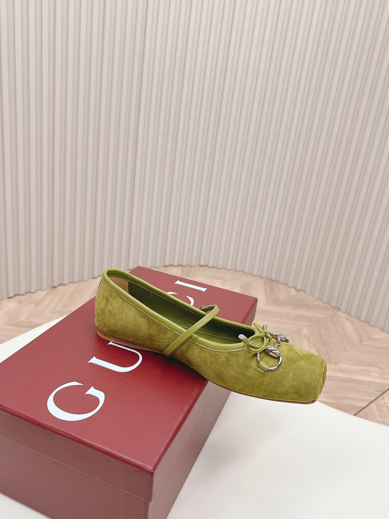 GG BALLET FLAT OLIVE GREEN SUEDE