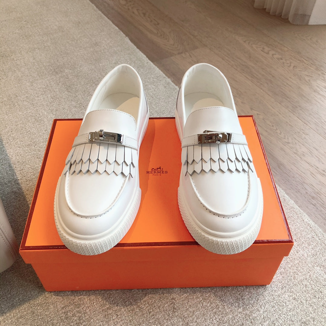 GAME SLIP-ON SNEAKER WHITE WITH TASSELS CALFSKIN