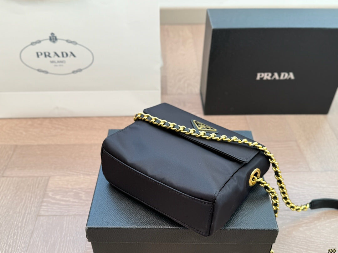 GOLD HARDWARE MINI BAG 18 IN BLACK RE-NYLON