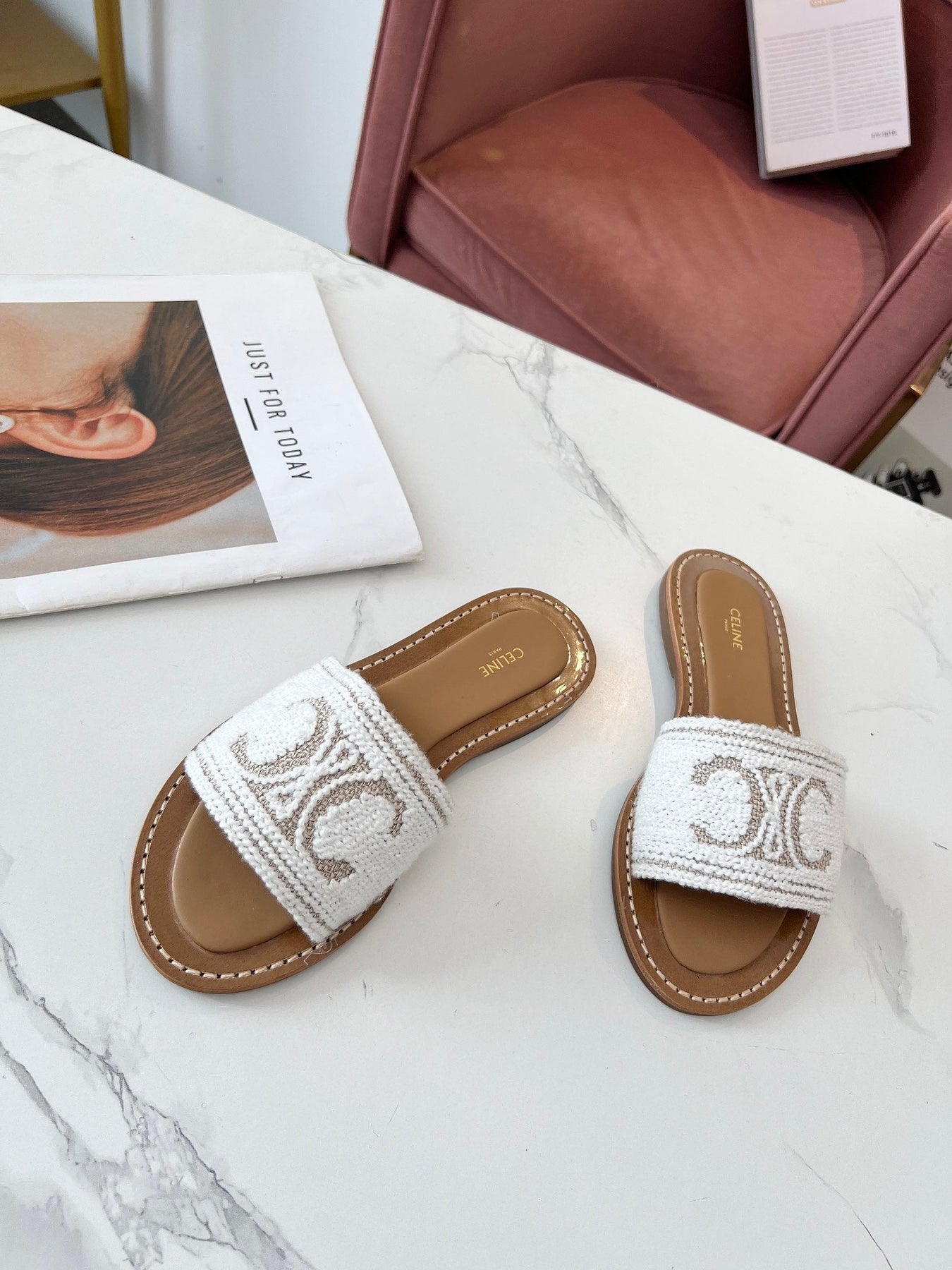 LYMPIA MULE WHITE CANVAS