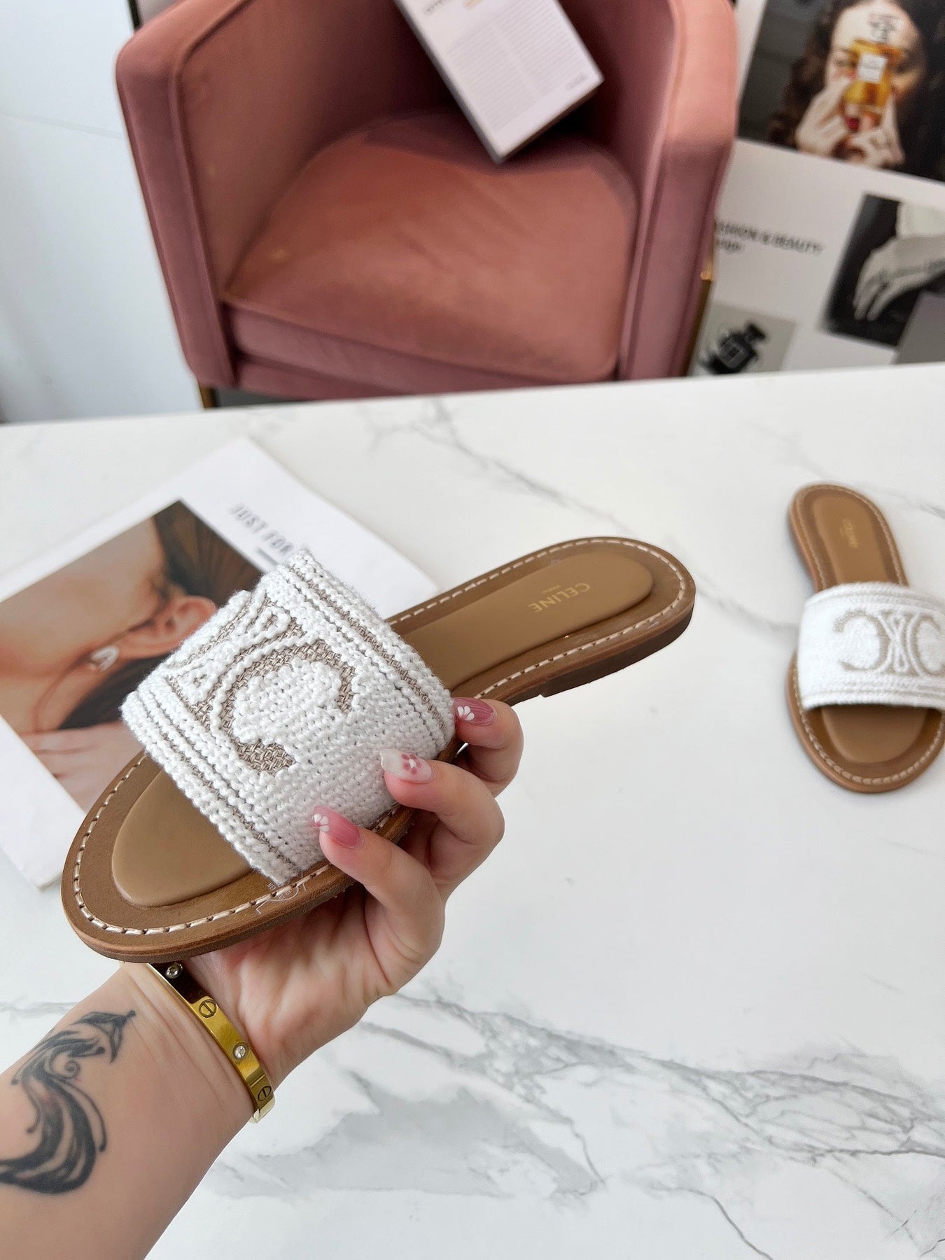 LYMPIA MULE WHITE CANVAS