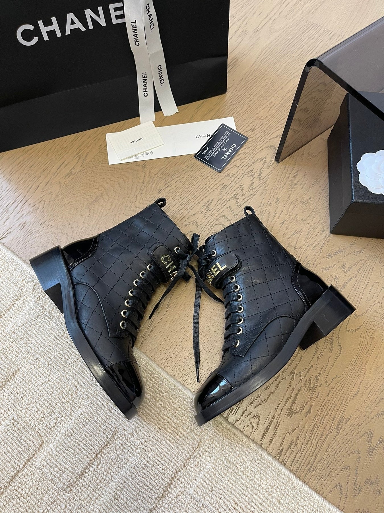 ALPHABET MARTIN BOOTS IN BLACK LAMBSKIN