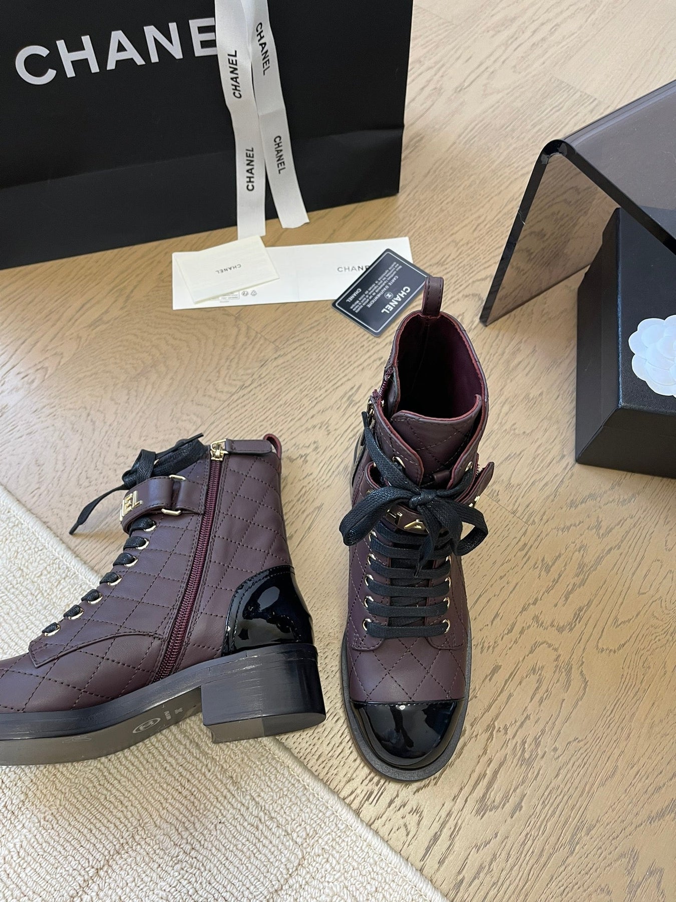 ALPHABET MARTIN BOOTS IN BRUNETTE BROWN MIX BLACK LAMBSKIN