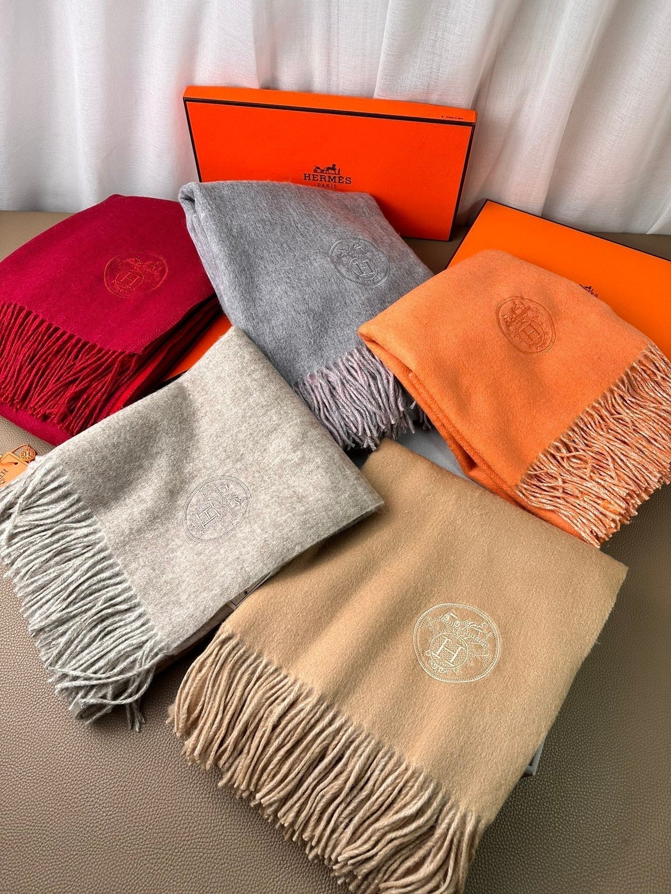 DOUBLE-FACE SCARF 200 CM IN GREY CASHMERE