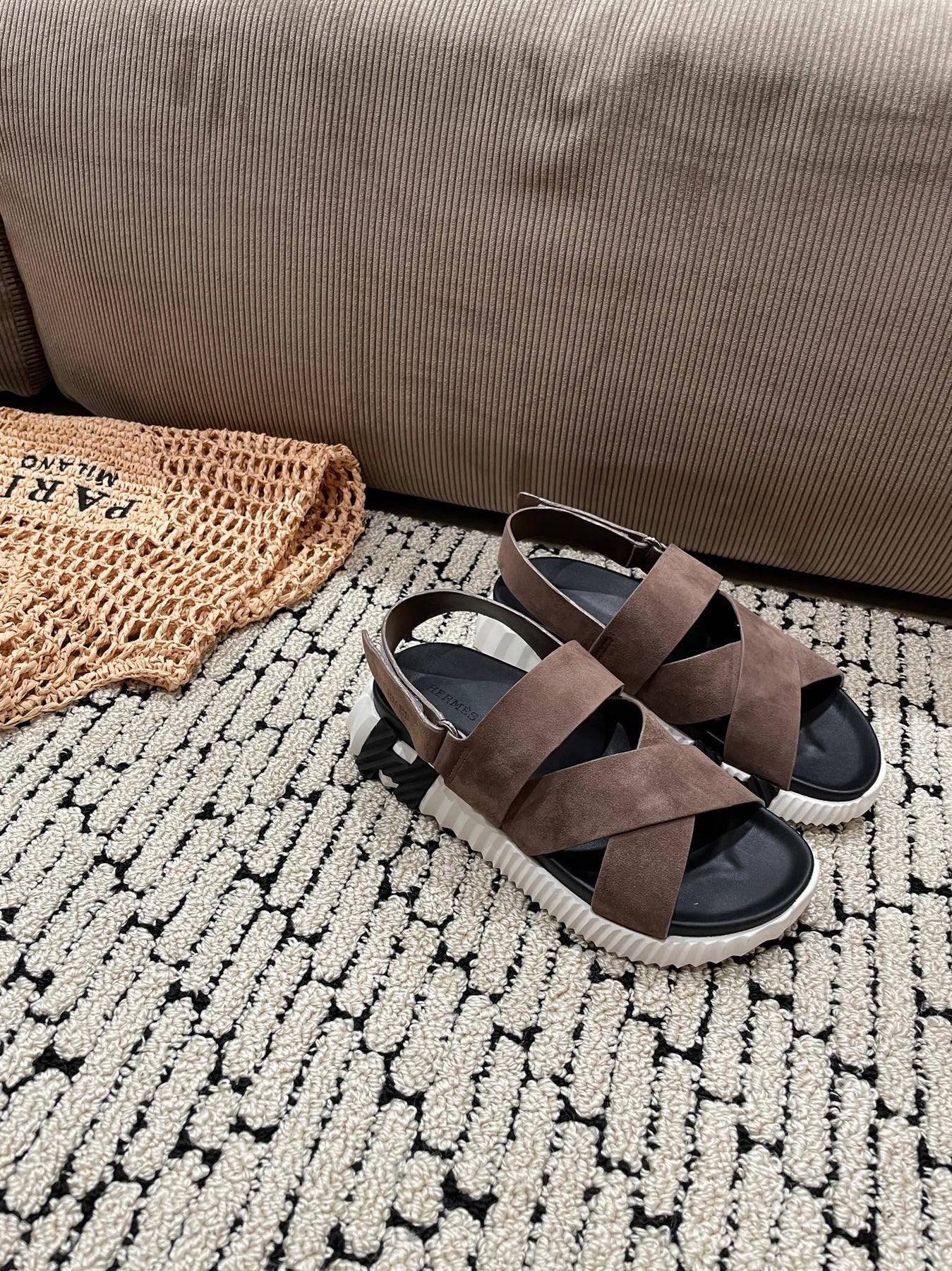 ELECTRIC SANDAL BLACK MIX BROWN SUEDE