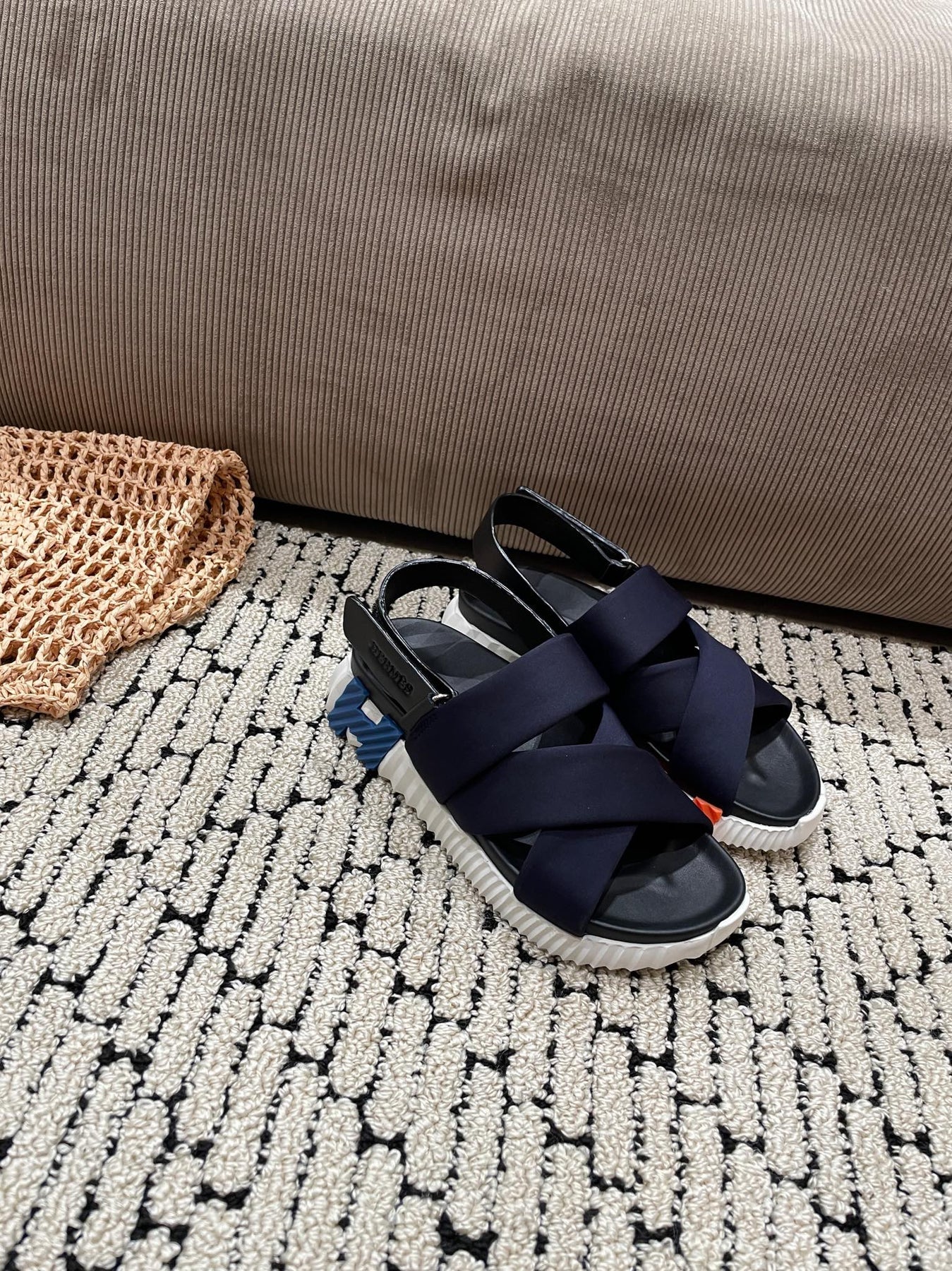 ELECTRIC SANDAL BLACK MIX CHARCOAL BLACK CALFSKIN