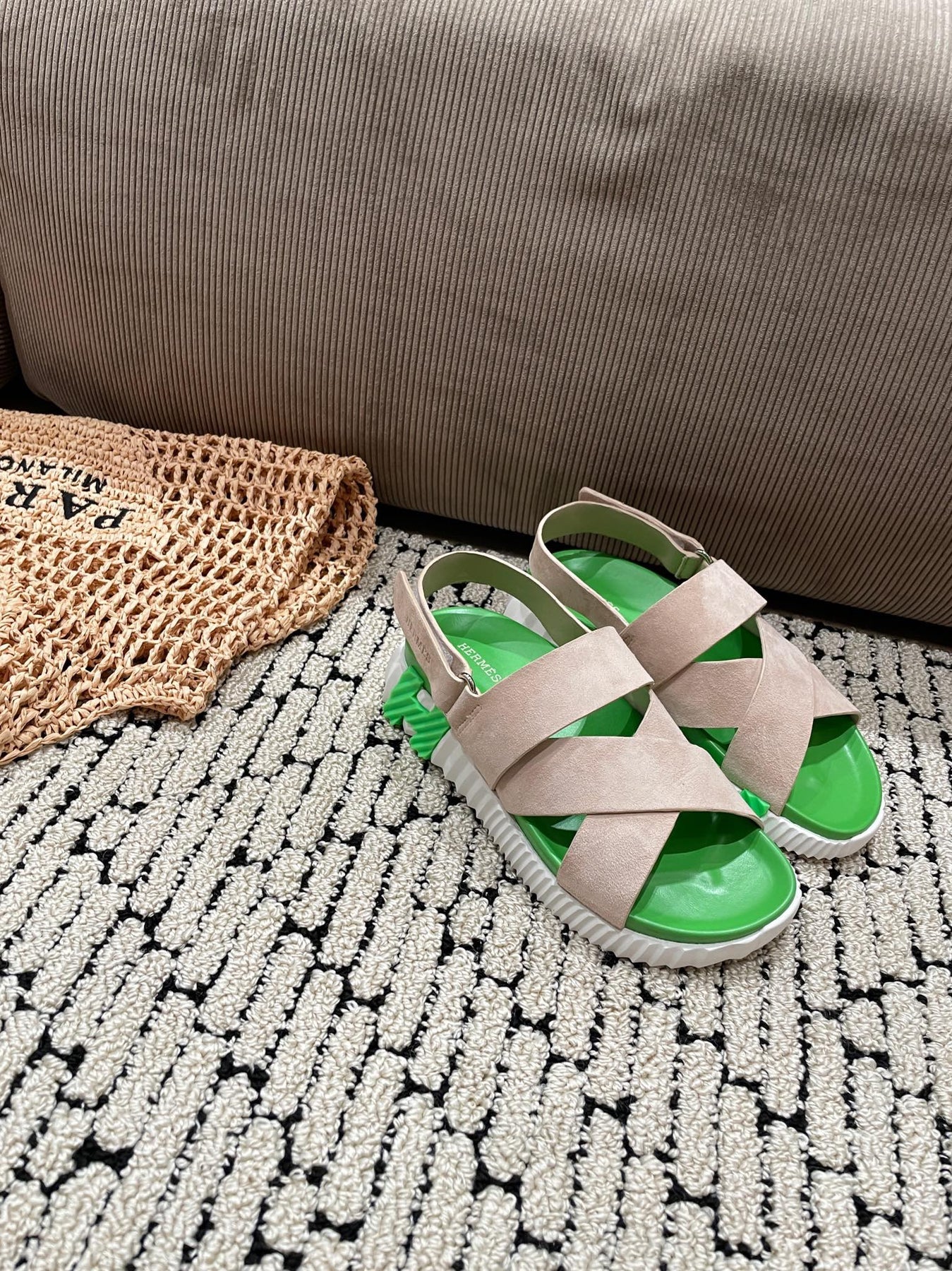 ELECTRIC SANDAL GREEN MIX LIGHT GRAY SUEDE