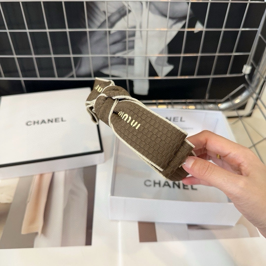 BOW HEADBAND IN BROWN BEAR KNITTED WOOL FABRIC 410871