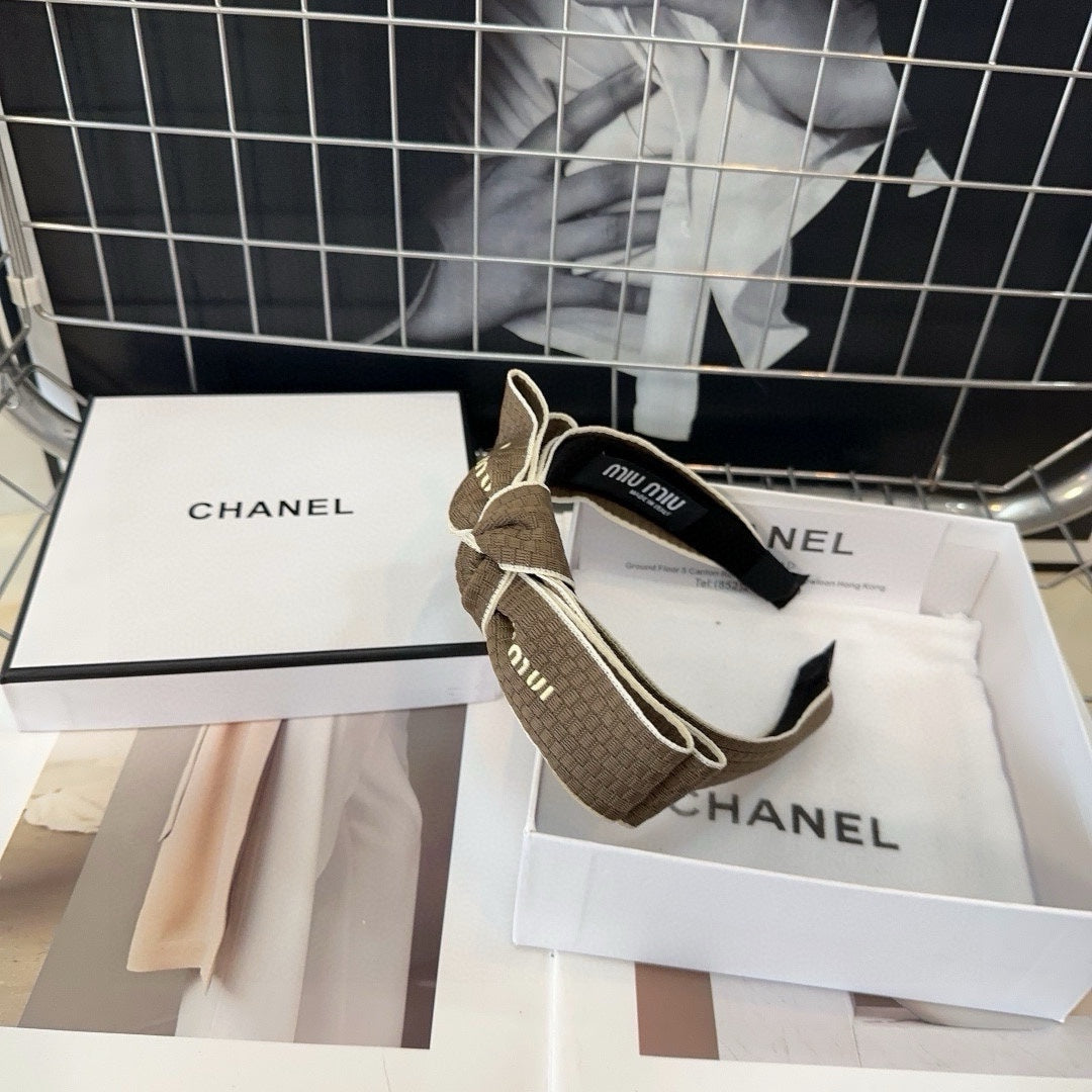 BOW HEADBAND IN BROWN BEAR KNITTED WOOL FABRIC 410871