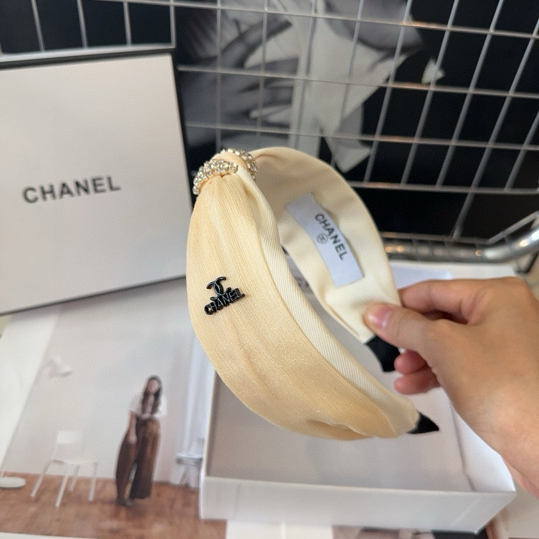 BEIGE CREAM SILK AND FABRIC HAIRBAND 410876