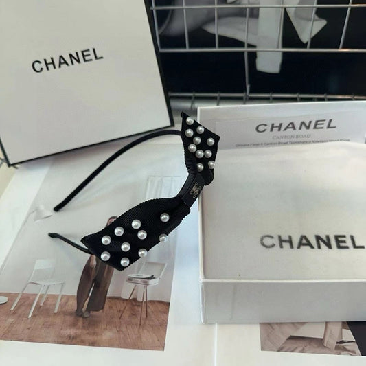 BLACK FABRIC WITH PEARLS HAIRBAND 415960