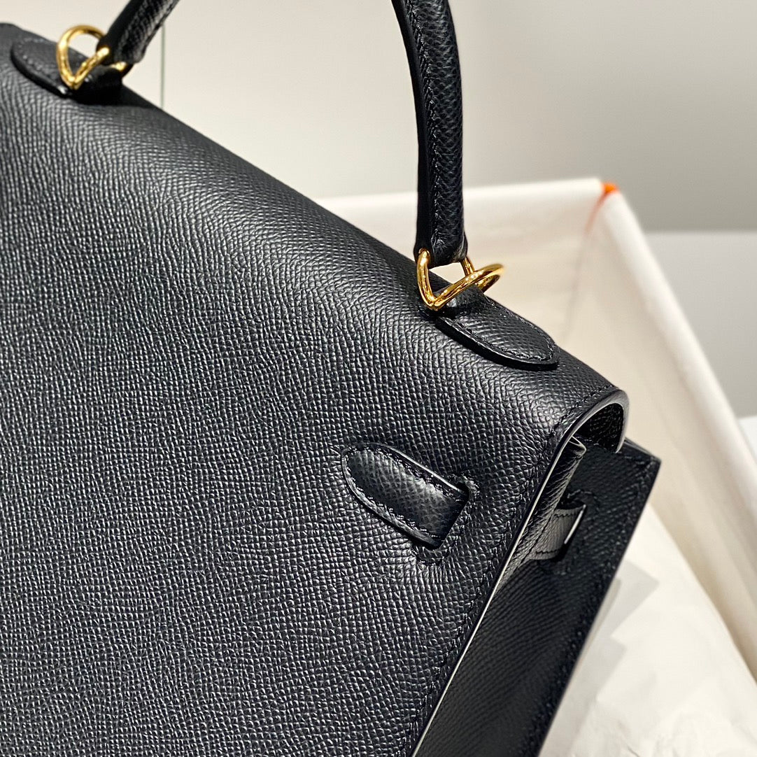KELLY 25CM IN NOIR EPSOM CALFSKIN GOLD HARDWARE